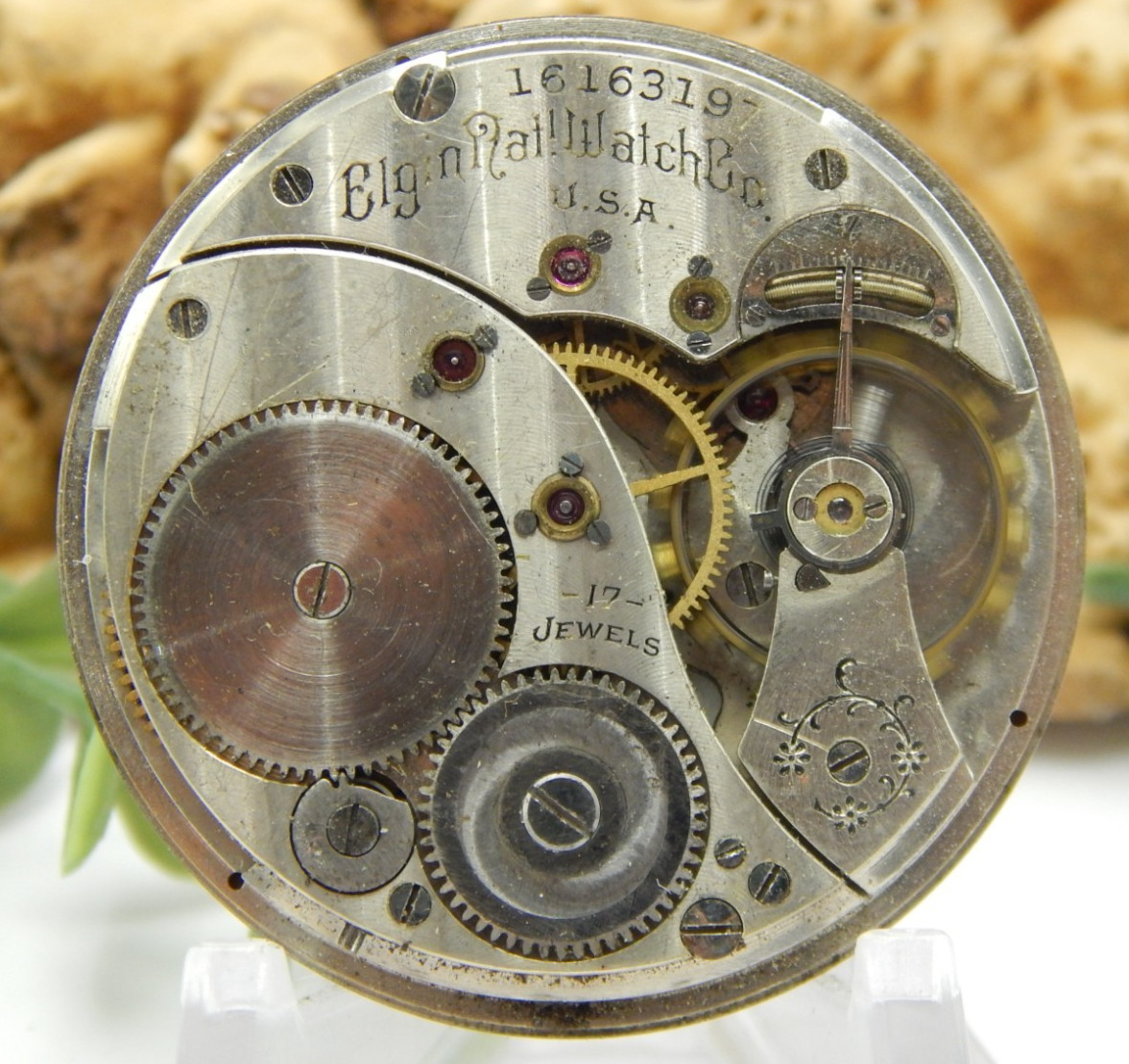 Antique Pocket watch movement Elgin Grade 358 14 size 17 jewel M2 @ 1912