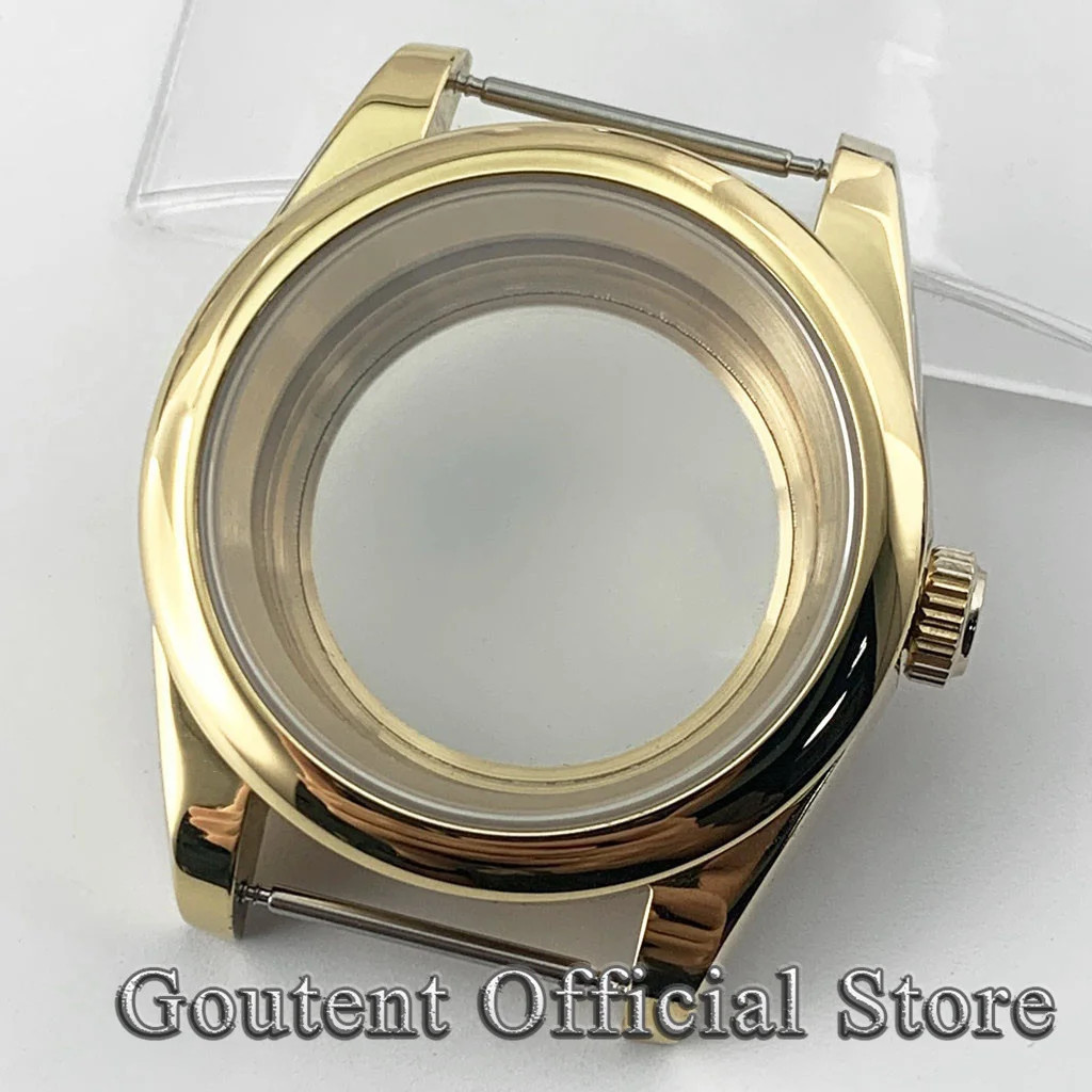 Men’s Gold Sapphire Glass Watch Case 36mm 39mm Fit PT5000 NH34 NH35 NH36 ETA 282