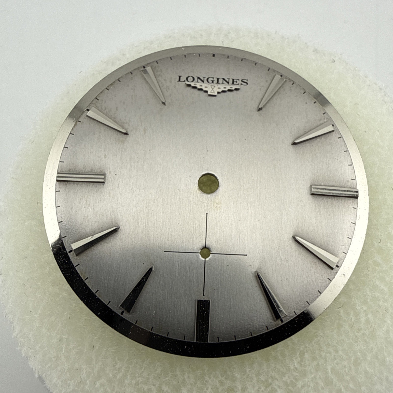 Longines Vintage NOS Watch Dial Silver W/ Mirror Edge Finish 29mm Sub Seconds