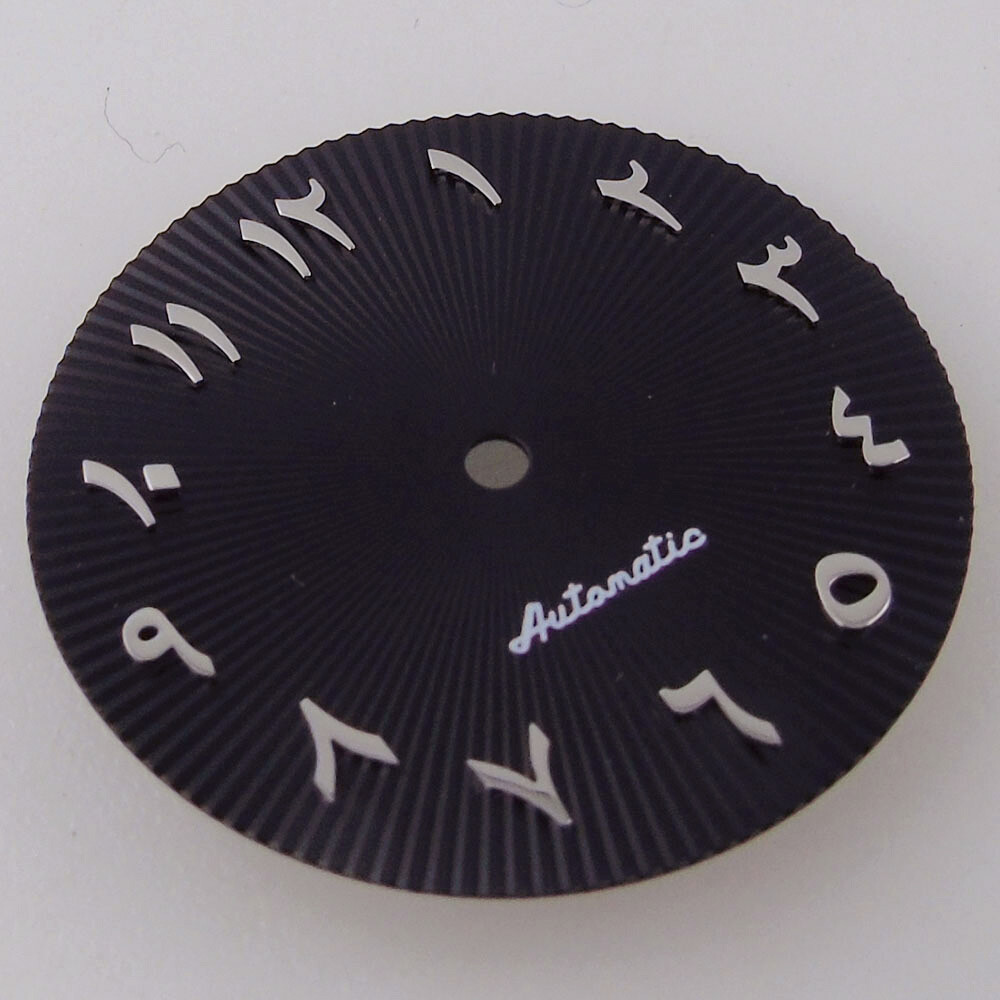 29mm Black Blue Green Watch Dial Arabic Numerals Steel Marks fit NH35 NH36 NH38