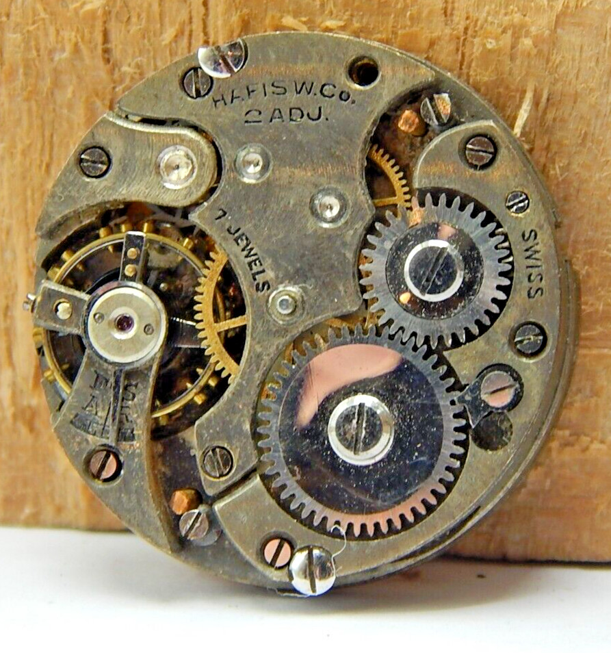 Vintage Hafis w. co 7 jewel 2 adjustment watch movement good balance with dial
