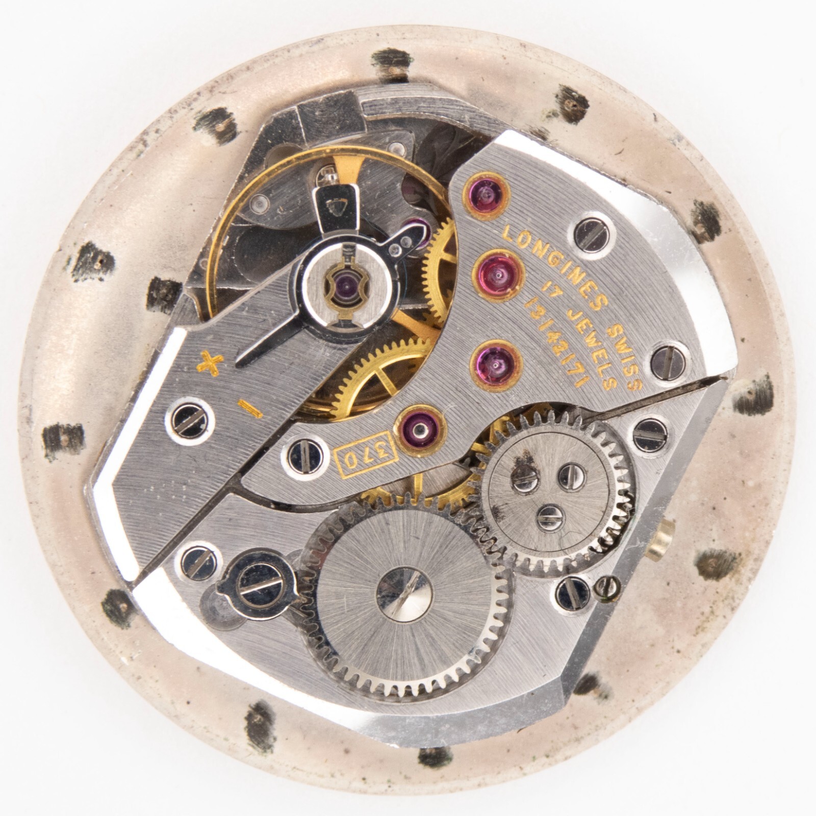 Vintage Longines Caliber 370 17-Jewel Wristwatch Movement, Good Balance