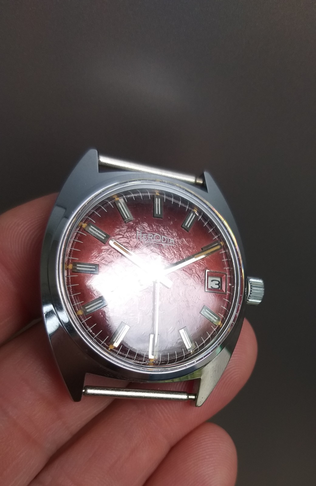 Fontainemelon FHF 974 Swiss Case and Texture Dial 1970’s 35mm NOS Part