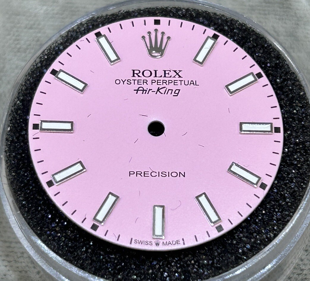 Rolex Air-King 34mm Custom Pink Lume Index Dial For 14000 14010 14200 114200