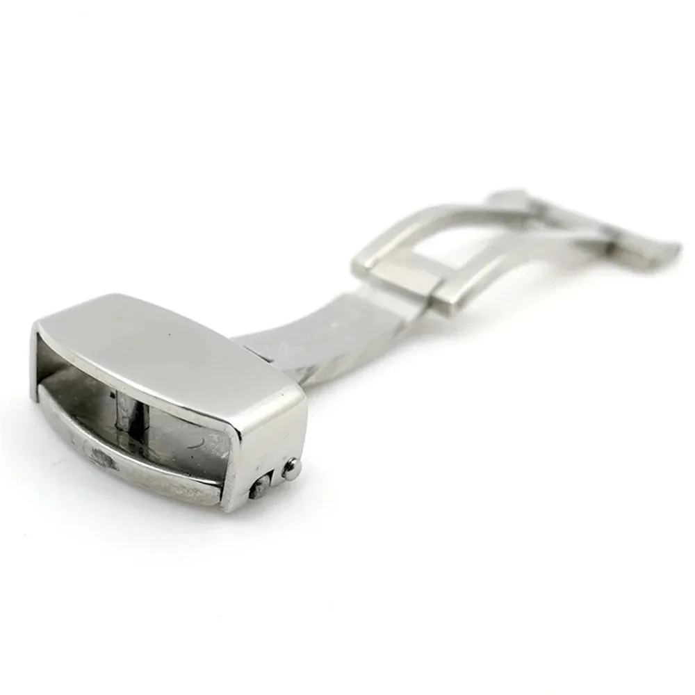 14-22mm Solid Stainless Steel Butterfly Deployment Clasp Silver Watch Buckle