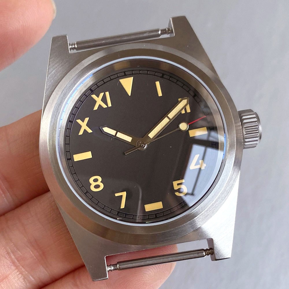 AR Steel 38mm Brushed Diver Swim Watch Case Dial 200M Waterproof Fit NH35 Miyota