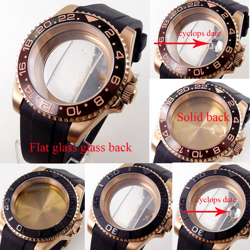 20ATM 40mm Rootbeer Ceramic Bezel Sapphire Glass Watch Case Fit NH35 NH36 2824