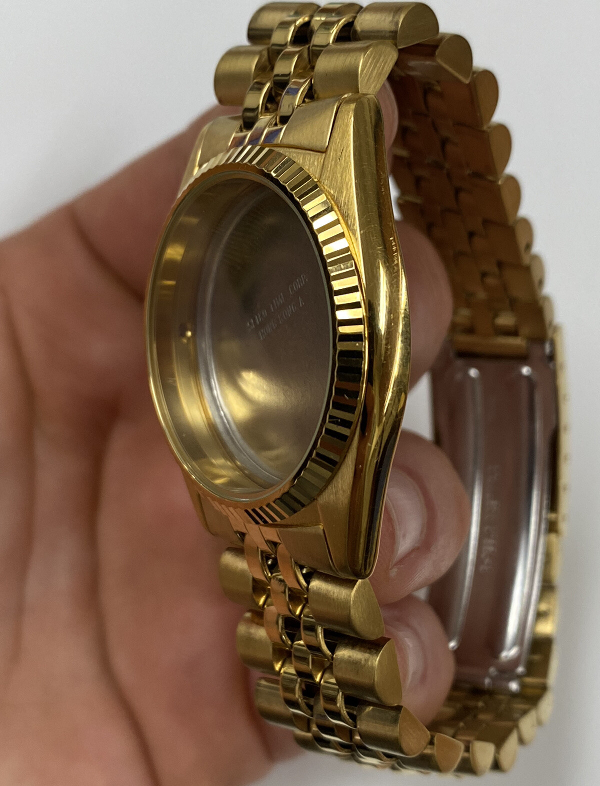 Original Seiko 7N43-8111/8119 Gold Tone Quartz Watch Case w/ Bracelet