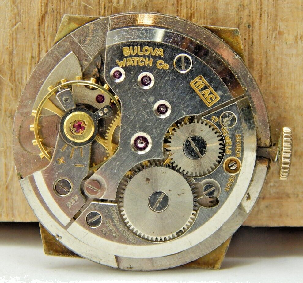 Ventage 1957 Bulova 11AC 17 jewel men’s wrist watch movement with dial and crown