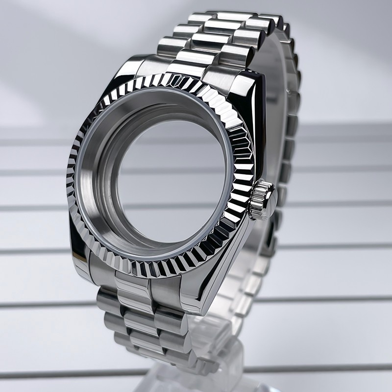 39mm NH35 Case DJ Bezel President Bracelet Sapphire Glass For NH35 NH36 Movement