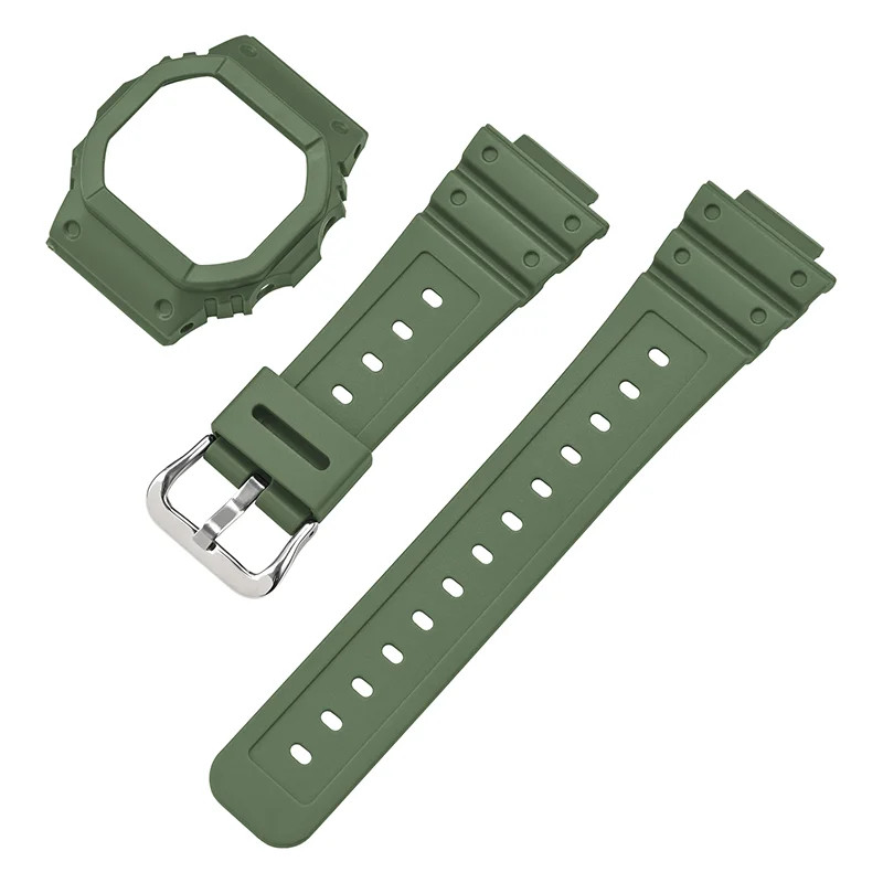 Silicone Case+Strap For Casio G-SHOCK DW5600 DW5000 Resin Waterproof Watch set