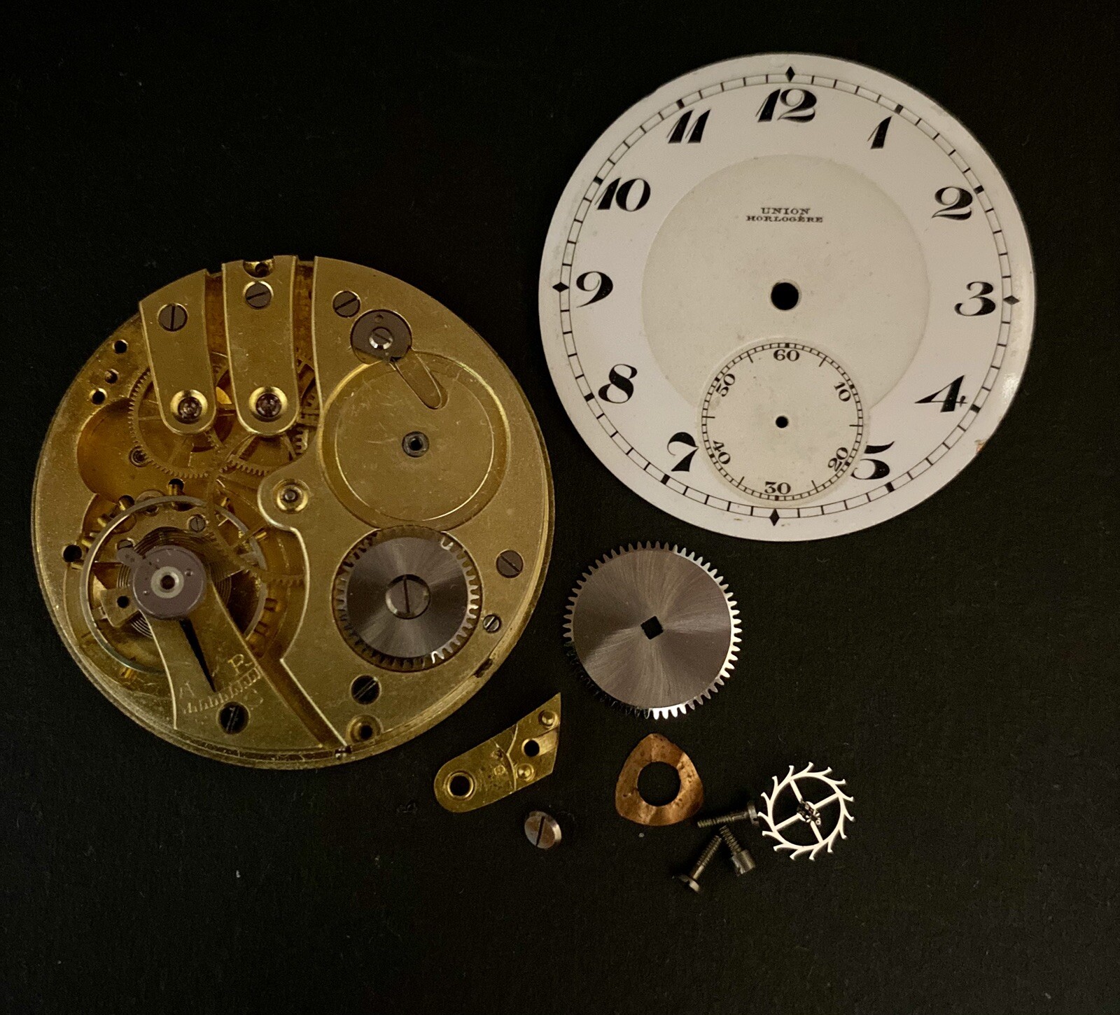 Vintage Union Pocket Watch Movement 43mm