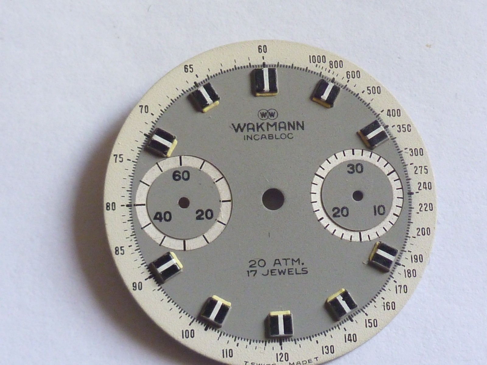 WAKMANN gray Chronograph cal.7733 Vintage dial 30,5mm perfect condition