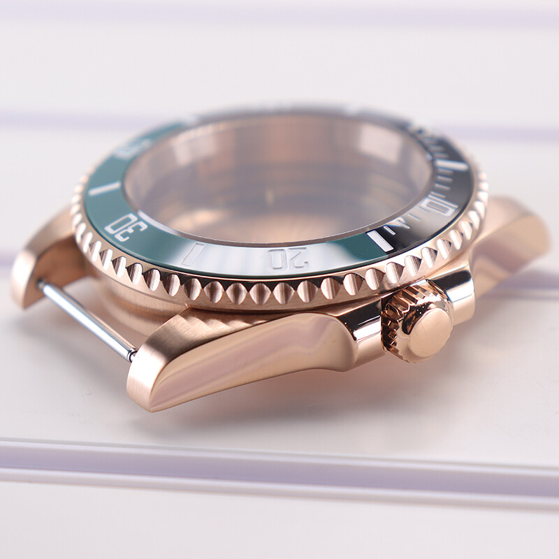 40mm Rose gold Watch Case+ Sapphire Glass Stainless Steel For Seiko Nh35 2824