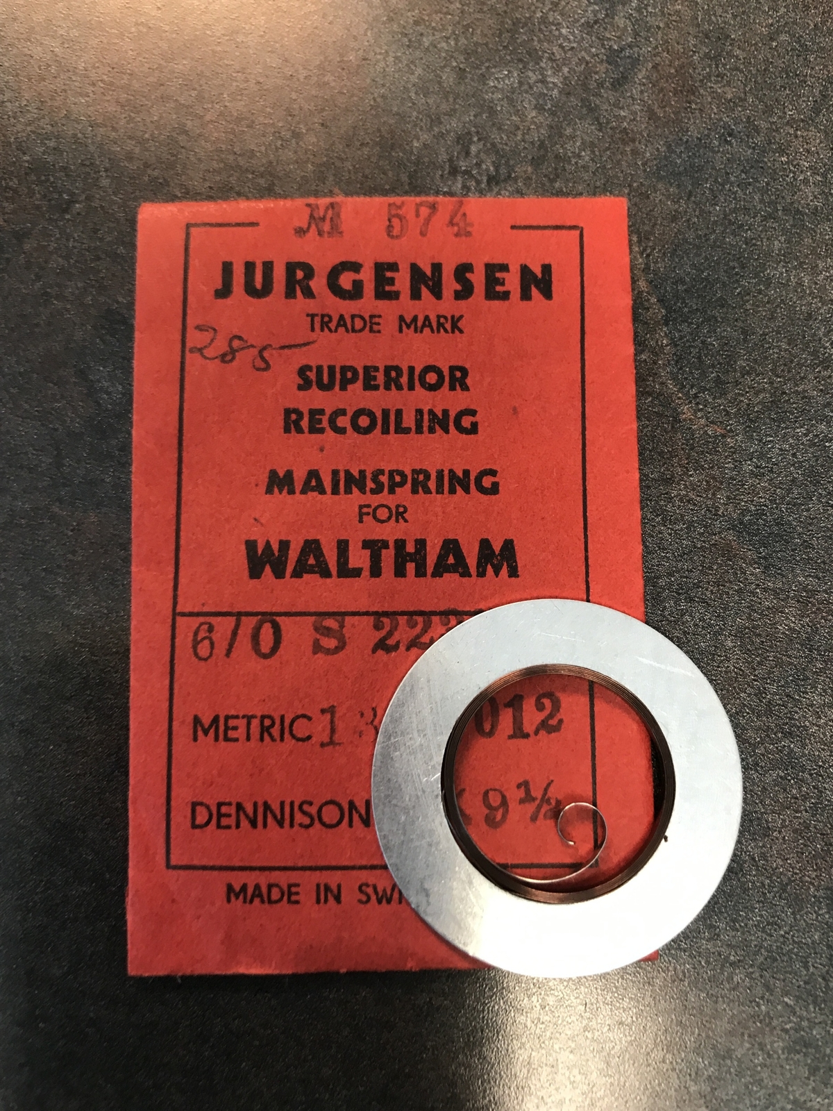 Jurgensen Mainspring M574 for Waltham Jewel Series 6/0s No. 2235 – steel