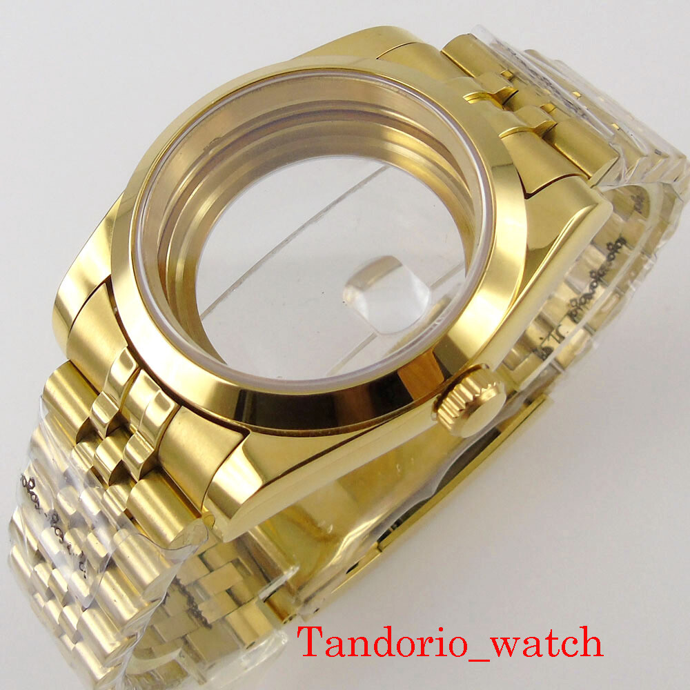 36mm/39mm Luxury Yellow Gold Watch Case/Strap For NH35A NH36 MIYOTA8215 Movement