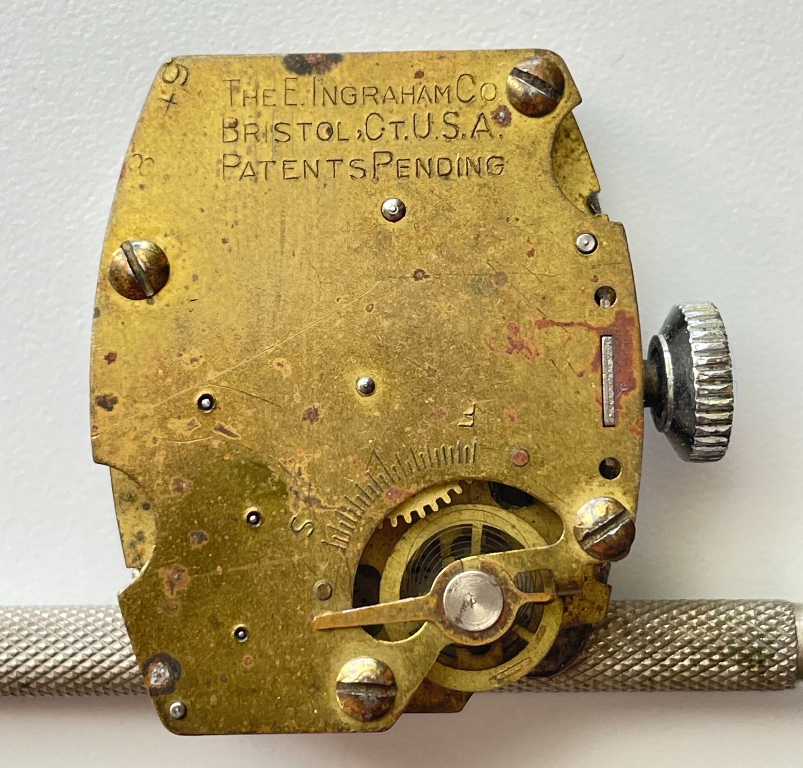 Vintage The E Ingraham Co Bristol Ct Usa Time Master Watch Movement Parts Repair