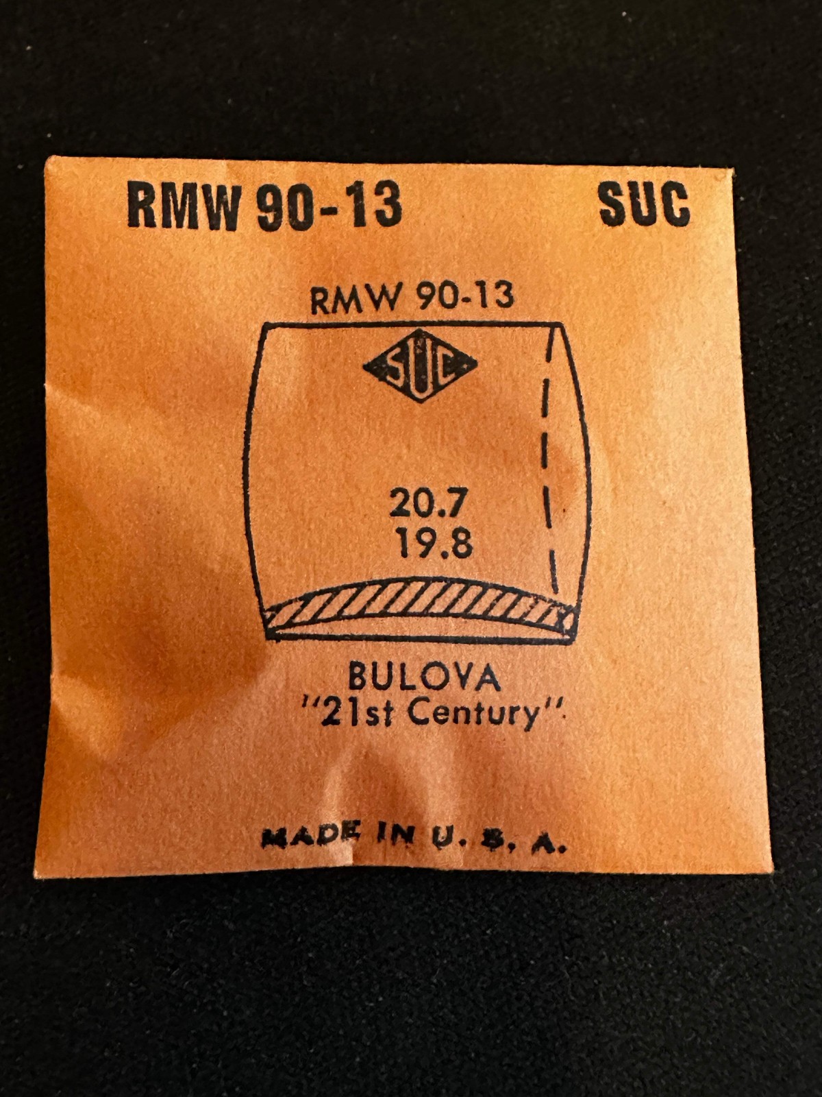 SUC Rocket Crystal RMW 90-13 for BULOVA 21st Century – 20.7 x 19.8mm – New