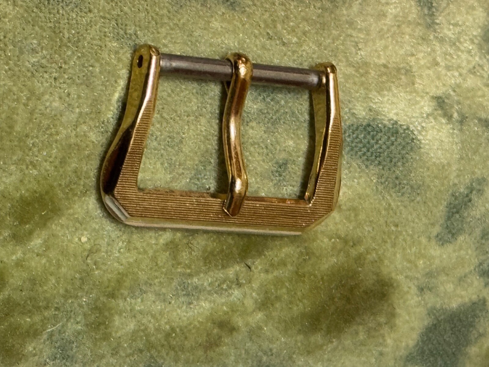 Gold plate grooved & cut corner design vintage watch band buckle 16mm NOS 1950s