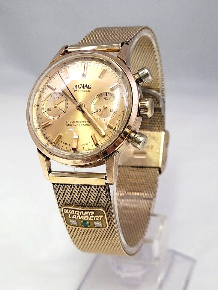 🔥🔥 Very.. Very Rare! & Vintage! ULTRAMAR – WARNER LAMBERT 10 K GF, Wristwatch!