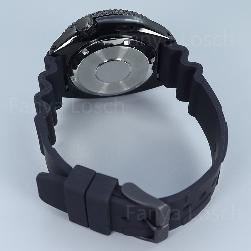 45mm PVD Balck Steel Watch Case Strap Modify Skx009 Mod For Seiko NH34 35 36 38