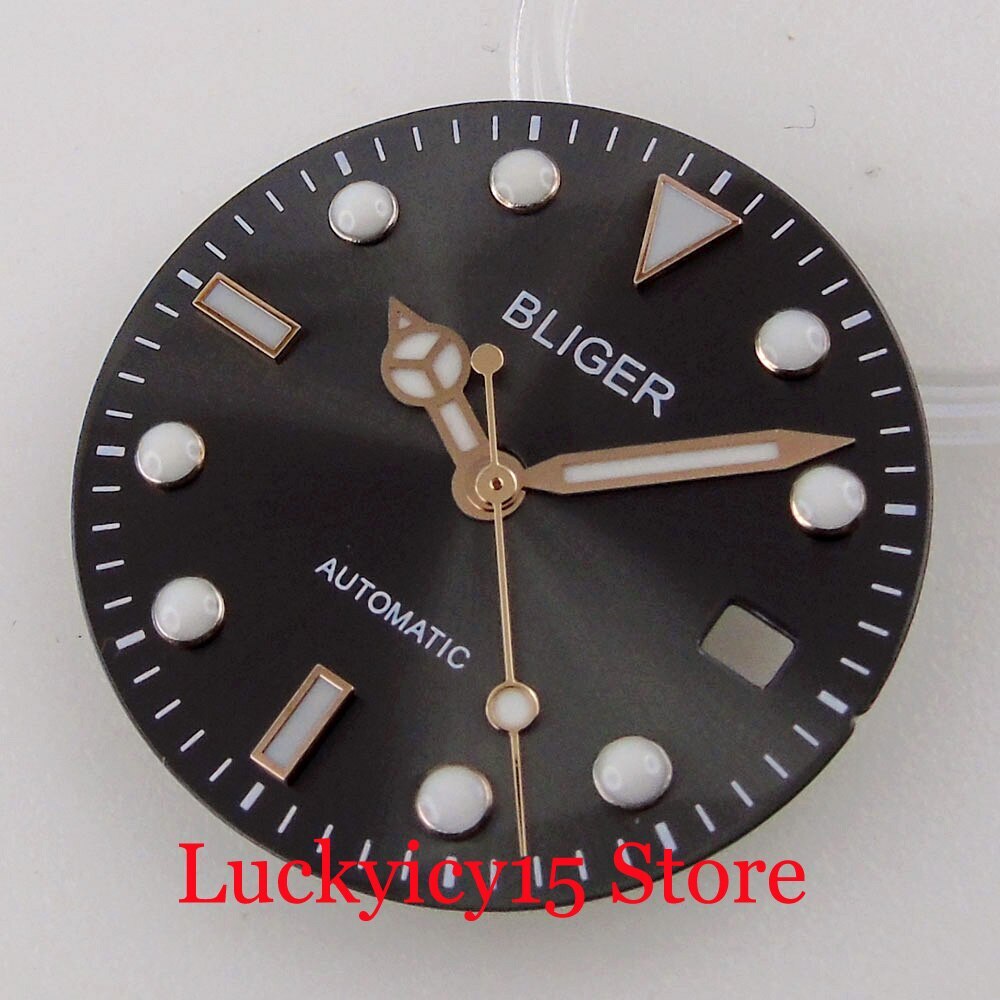 29mm Fit NH35A NH36A MIYOTA 82 ETA2824 Movement Automatic Mens Watch Black Dial