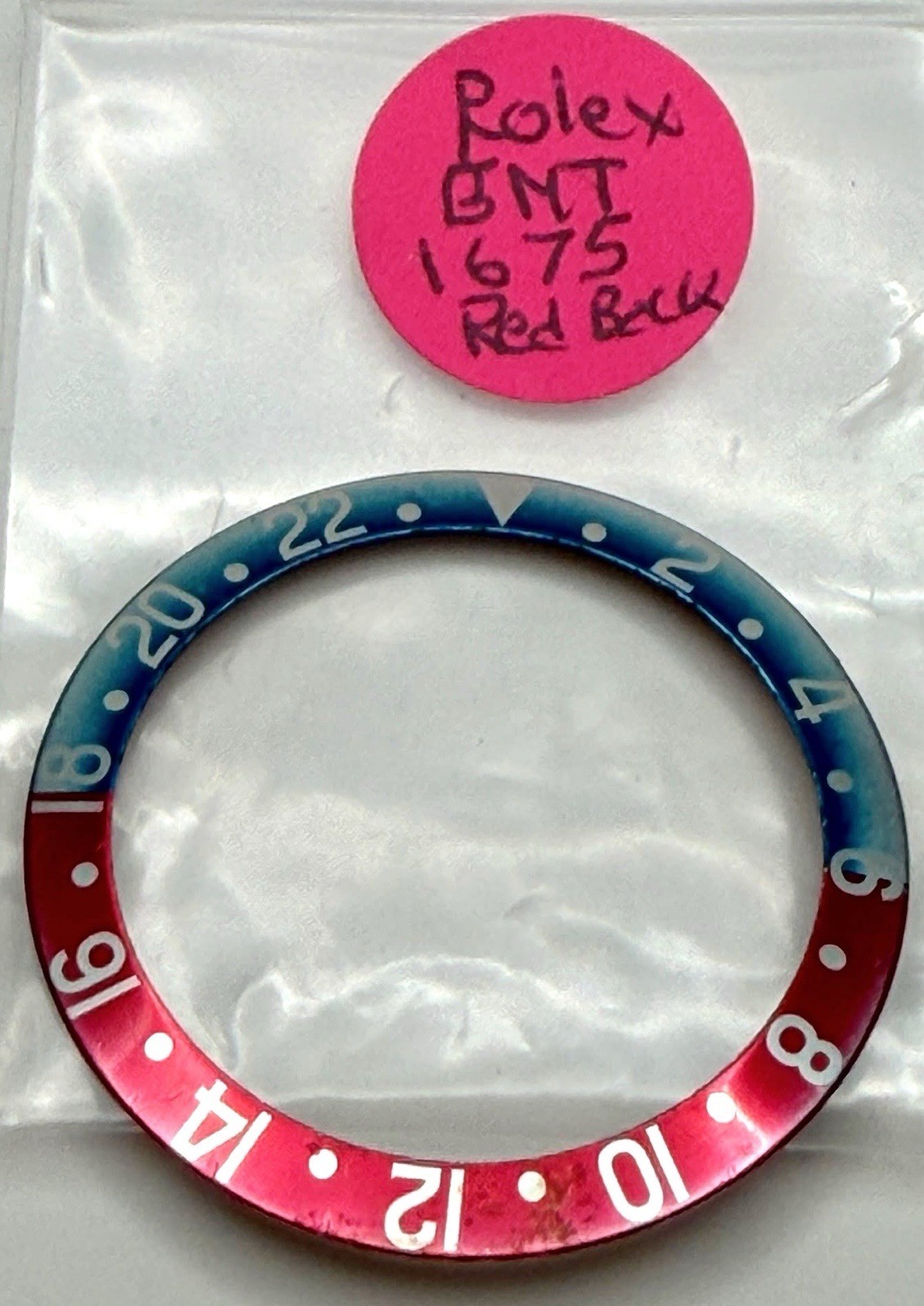 Rolex Genuine Vintage GMT 1675 Bezel Insert Red Back Turning Fuchsia/ Pinkish