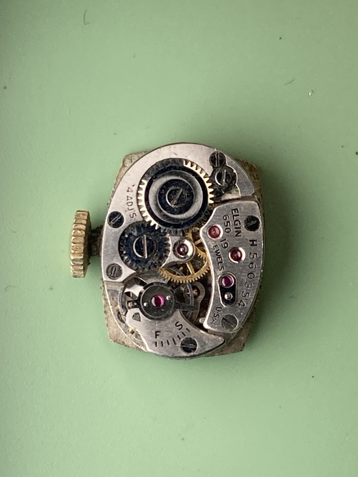 Vintage Lady Elgin 19 Jewel Cal 650 Watch Movement For Parts Repair