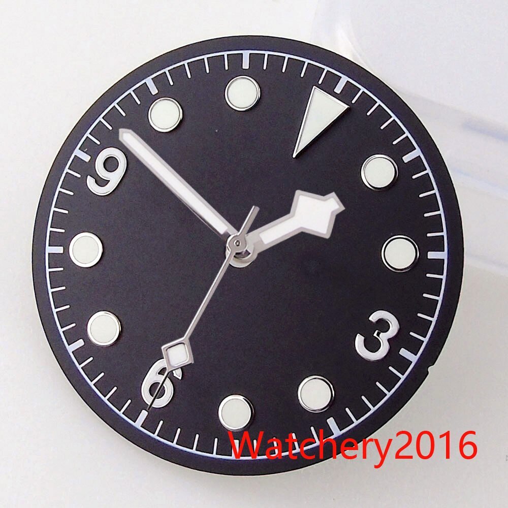 30.4mm Bliger Coffee Watch Dial Hand Luminous Rose gold Edge Fit NH35 NH36