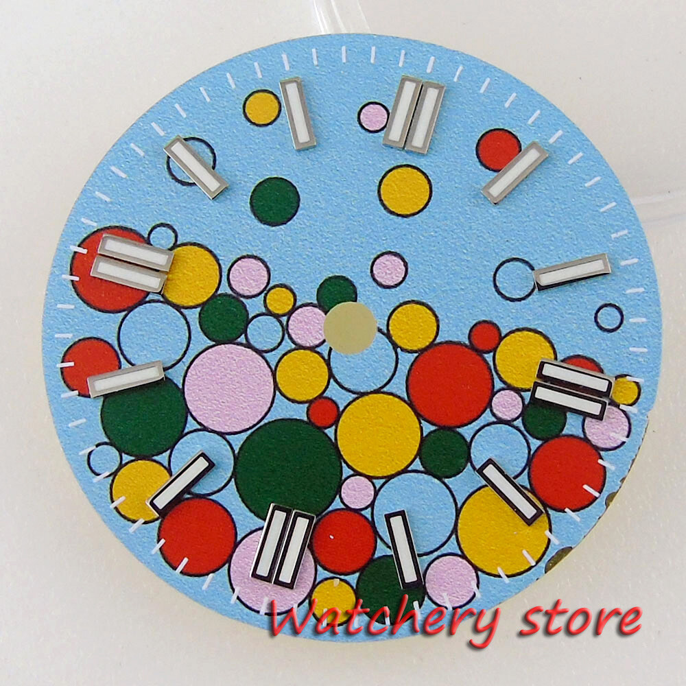 29MM Green Luminous Blue Puzzle pattern Watch Dial Muti-Color Fit NH35A NH36