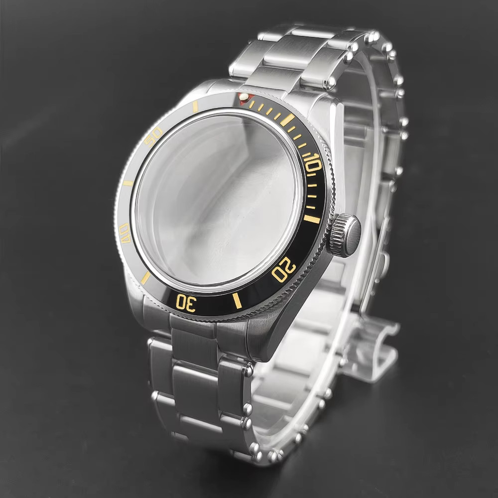 39Mm Silver Sterile Watch Case Domed Sapphire Glass Fit NH35 NH36 NH34 ETA2824 P