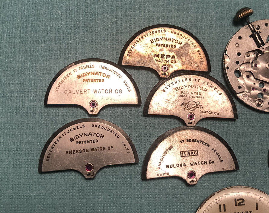 Vintage Felsa 690 Watch Parts Lot. Enicar Bulova Calvert Mepa Emerson Bidynator