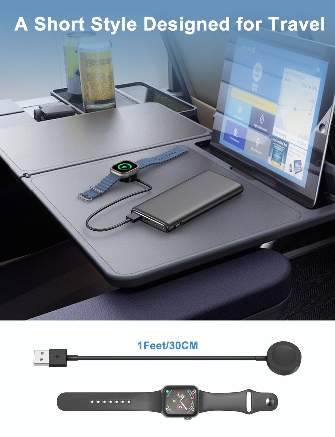 2Pack Short for Apple Watch Charger USB Magnetic Wireless Fast Iwatch Charger Po