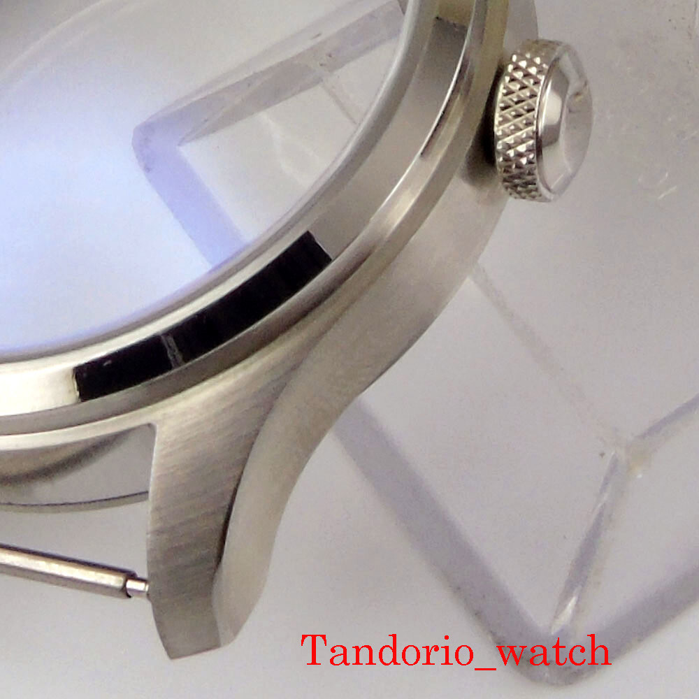 Fit 6497 6498 Hand Winding Stainless Steel 46mm Men’s Watch Case Mineral Glass