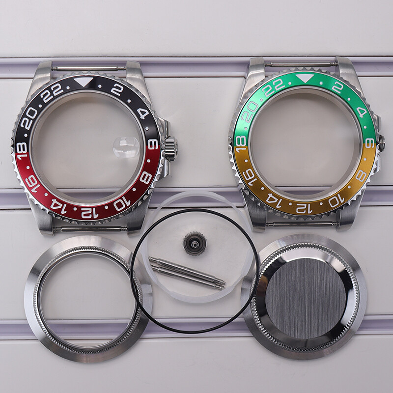 40mm Silver Watch Cases GMT Ceramic bezel For Seiko nh35 36 Movement 28.5mm Dial