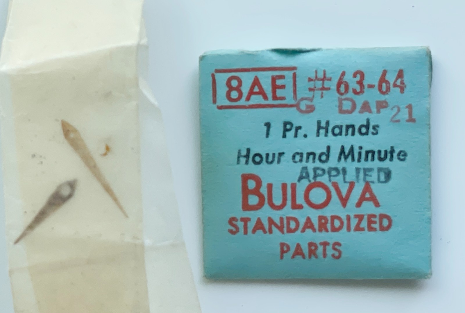 Bulova New 8AE GDAP21 Vintage Hour & Minute Watch Hands #63-64 NOS Parts Repair