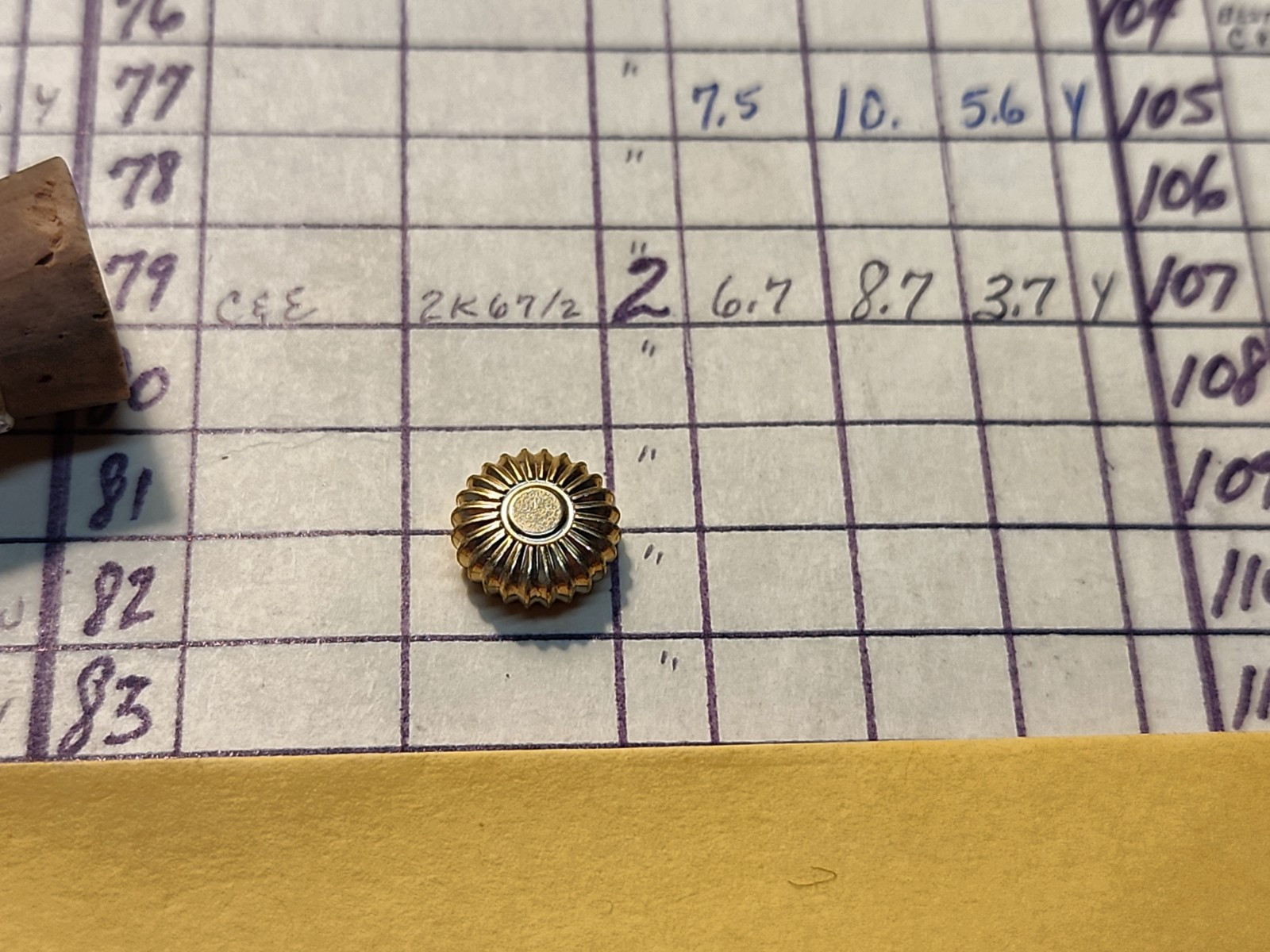 NOS Tap 2 Yellow American Pocket Watch Crown 8.7mm Diameter