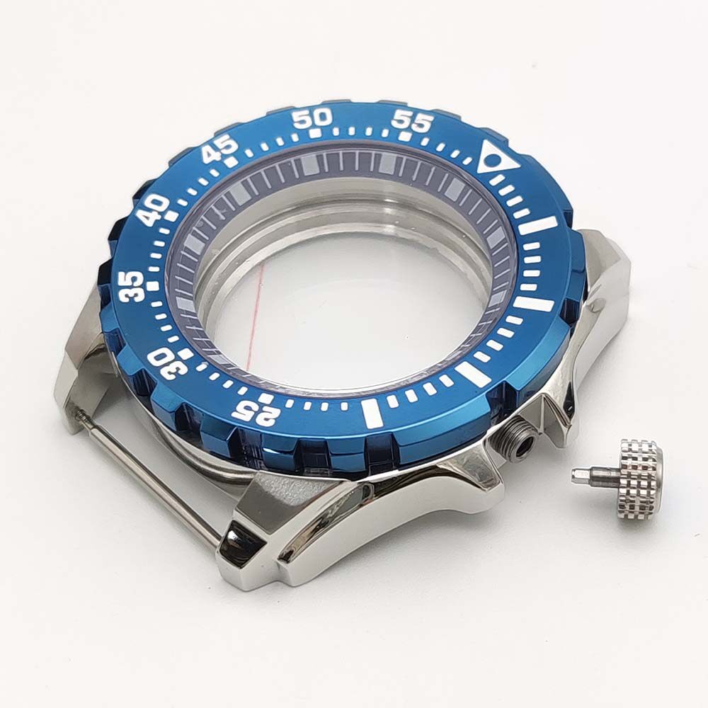44mm Steel Watch Case Modify turtle Mod Sapphire Rotating For Seiko NH35A NH36