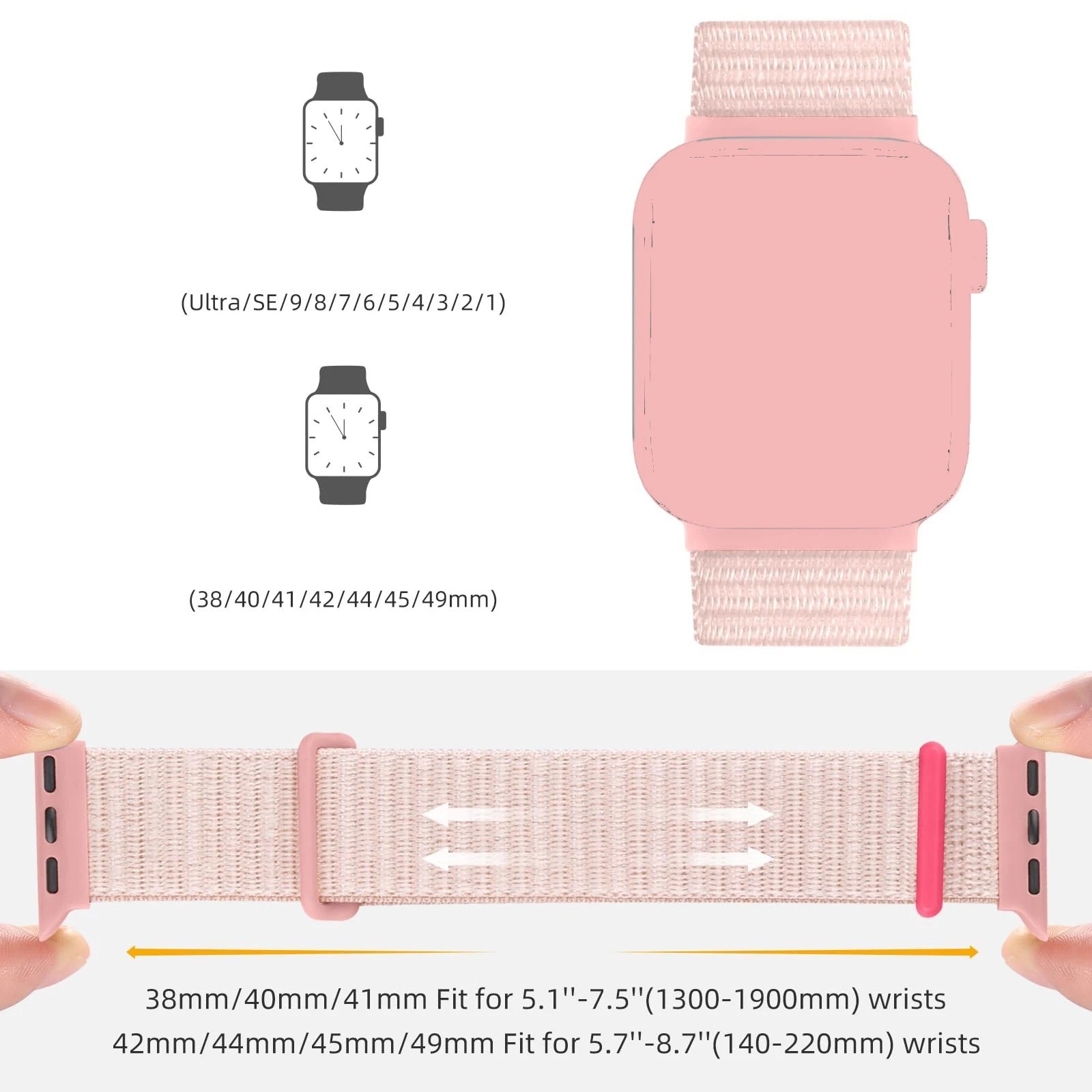 For Apple Watch Nylon Sport Loop Strap Bracelet 9 8 7 6 5 4 3 2 1 SE Watchband