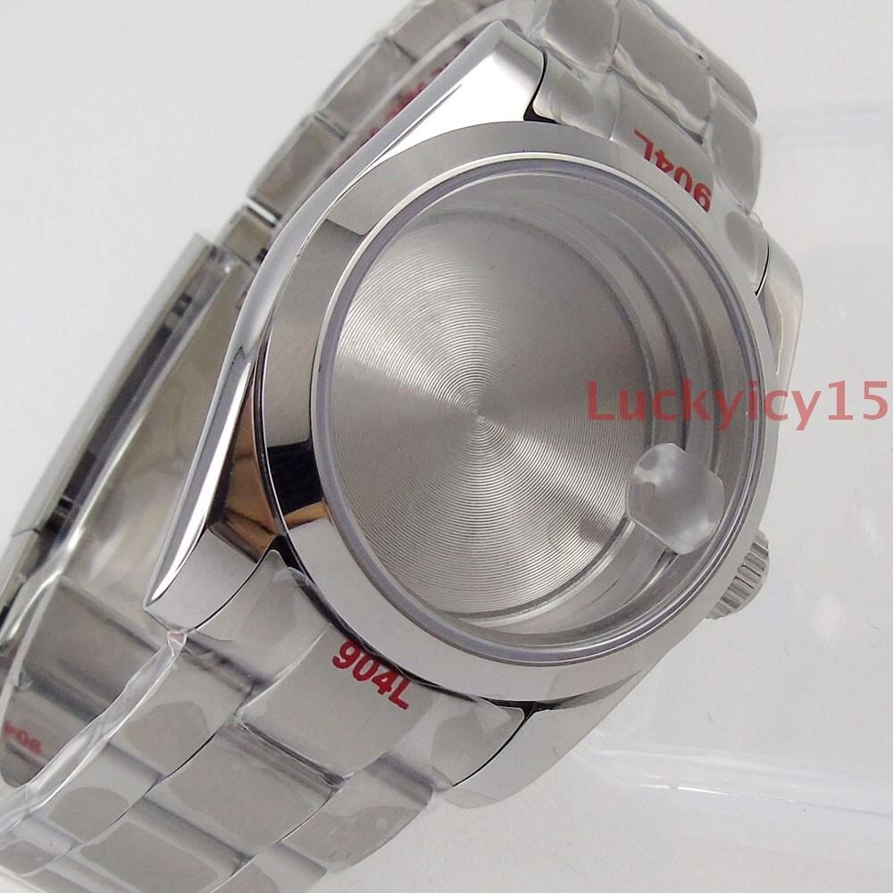 36mm polished watch case fit for NH35A movement sapphire glass bracelet DATE