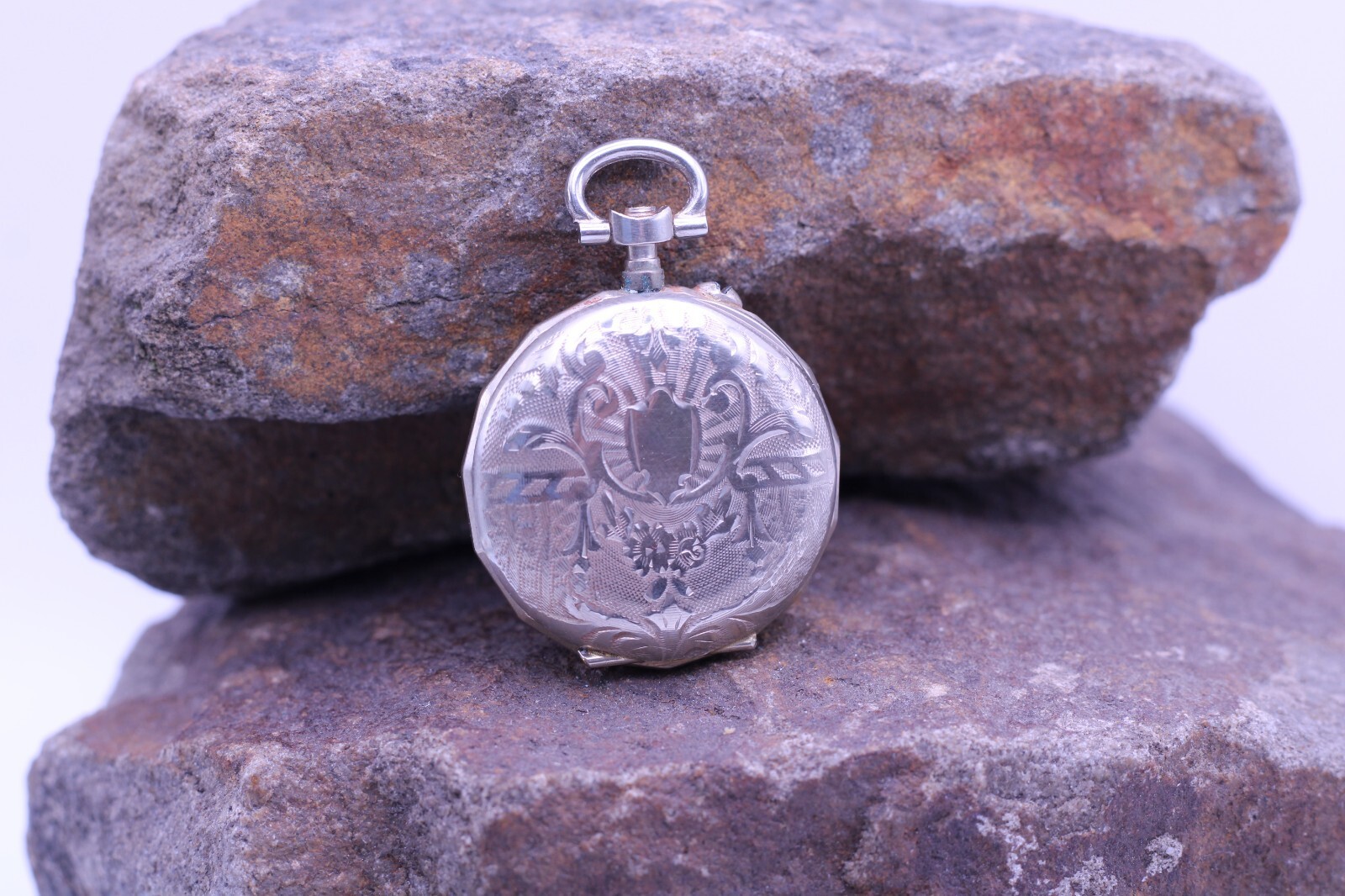 ARGENTAN LADIES SWISS POCKET WATCH FANCY CASE & DIAL 30.5mm DIAMETER NOS (ES)