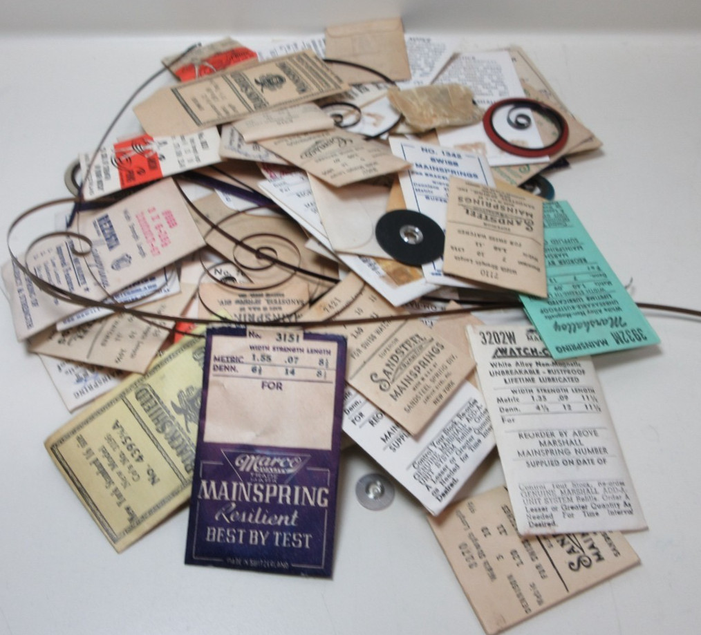 VINTAGE LOT OF 75 WATCH MAIN SPRINGS WATCHMAKER REPLACEMENT PARTS # 2