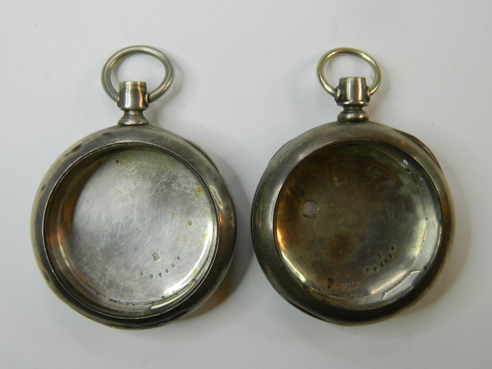 2 VINTAGE 18S DUEBER NEWPORT COIN SILVER POCKET WATCH CASE LOT – 145g