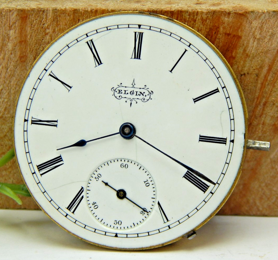 Antique 1891 Elgin 95 6 size 7 jewel pocket watch movement with dial & hands