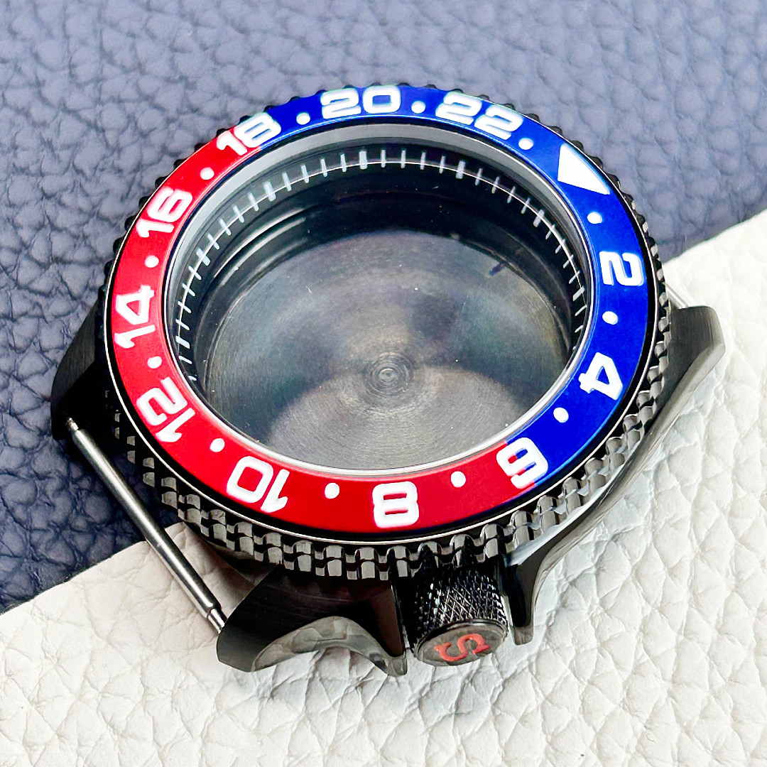 SKX007 SRPD Red Blue Watch Case Mod 42.5mm For NH35 NH36 Movement 3’8 Crown 5ATM