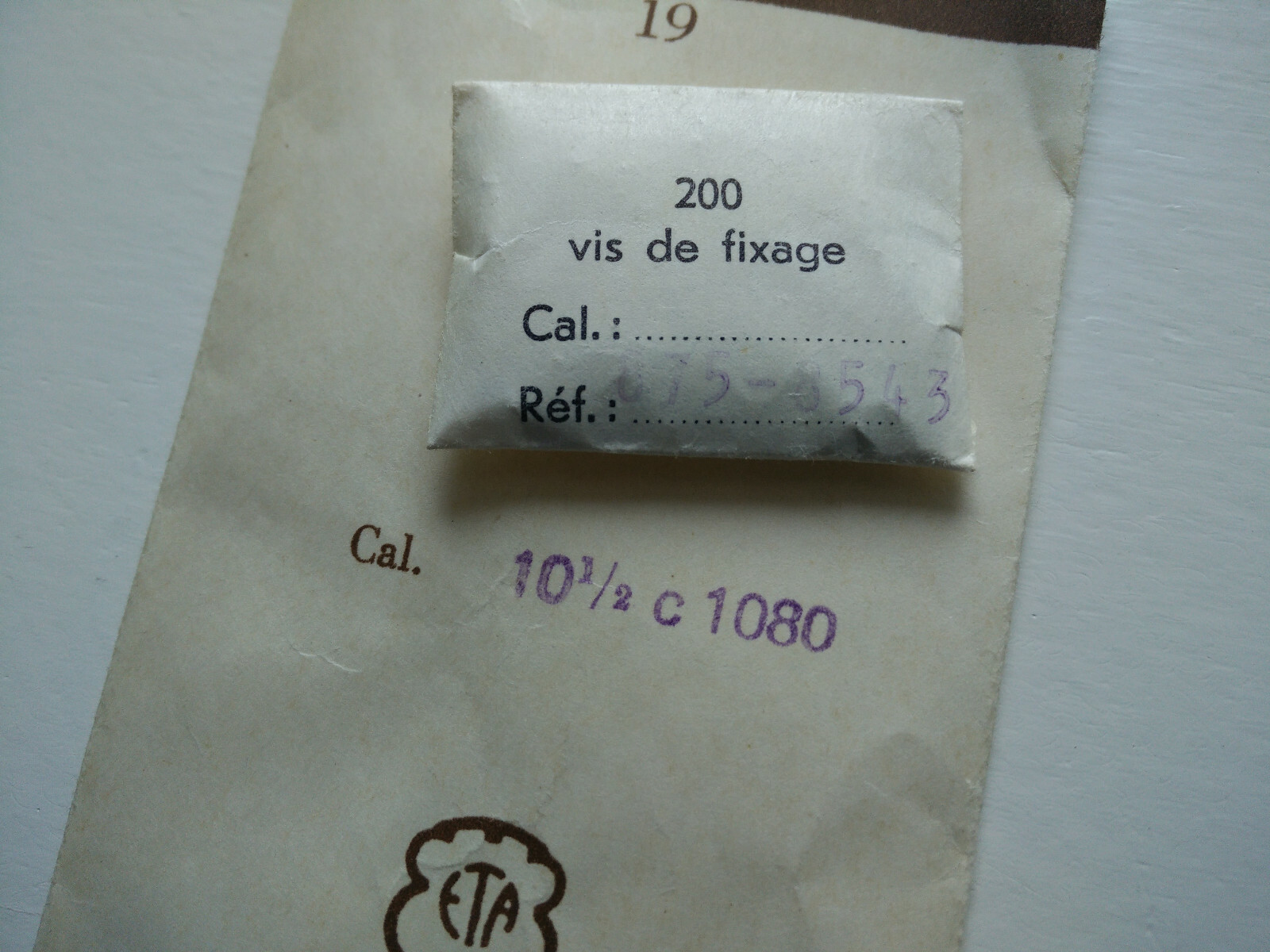 Lot of NOS Swiss ETA 10 1/2 1080 Fixing Screws, Movement Part, 1950′