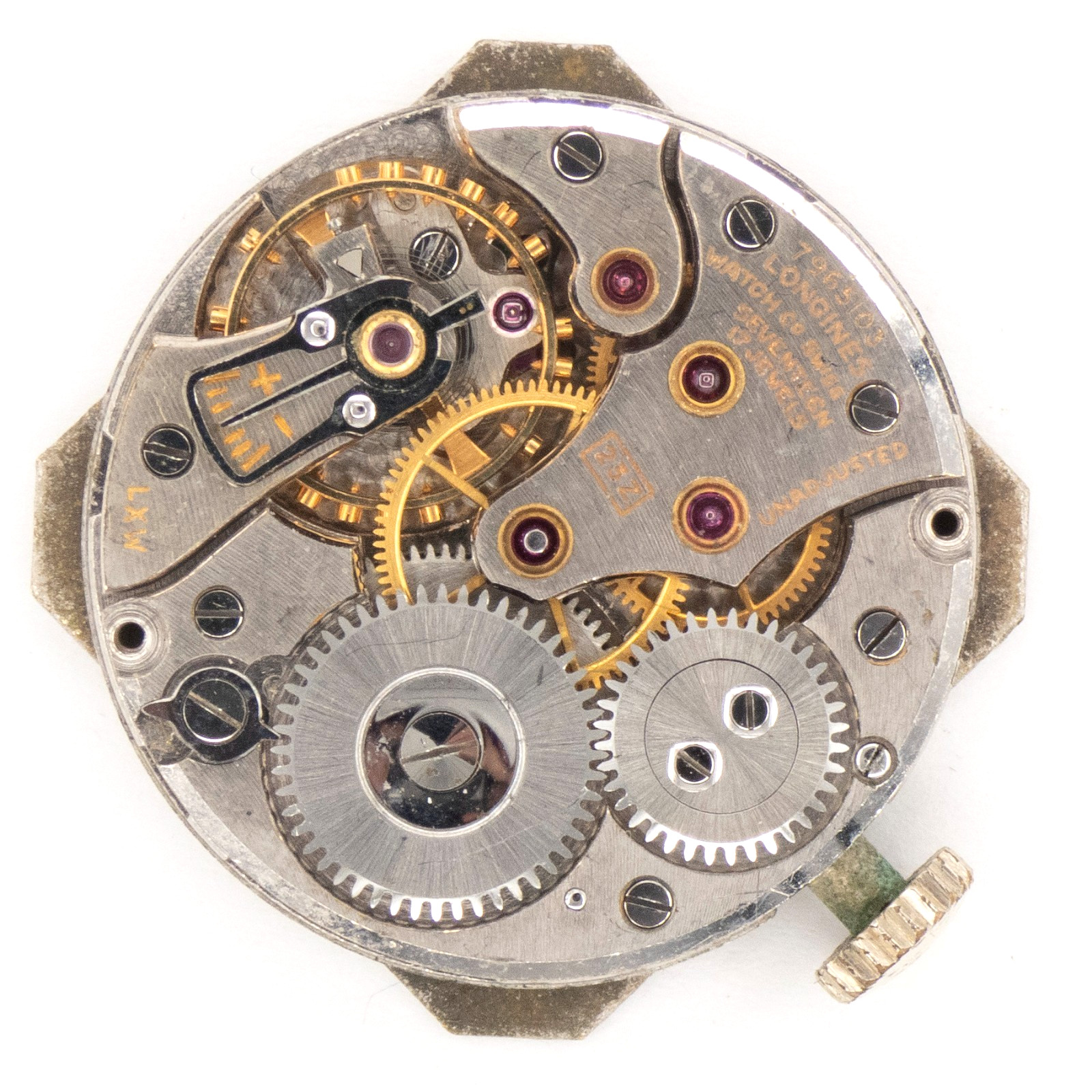 Vintage Longines Cal. 23Z 17-Jewel Wristwatch Movement, Diamond Dial, Keeps Time
