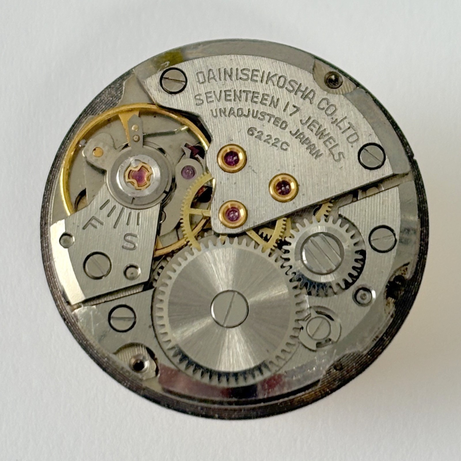 Seiko Daini Seikosha Cal 6222C Watch Part Movement Balance Fork Spring Calendar