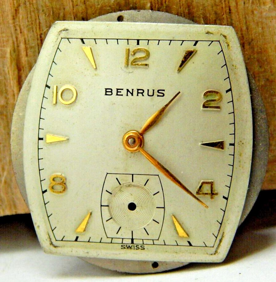 Vintage Benrus DN21 17 jewel men’s wrist watch movement dial hands & case back