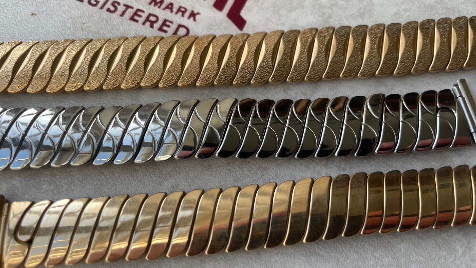 Original Montal made in England steel and gold stretch bracelets 18mm & 20mm